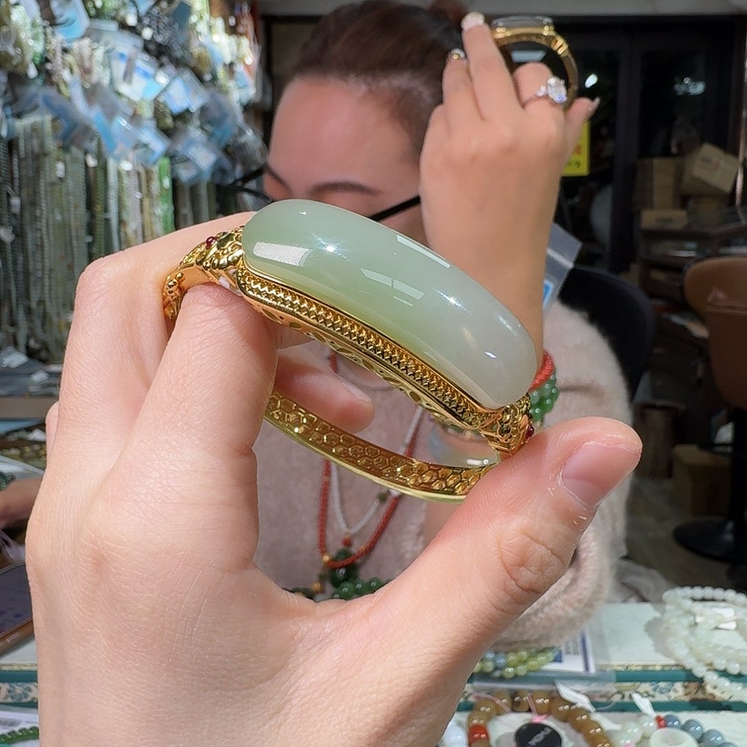 和田玉银S925镶嵌手链