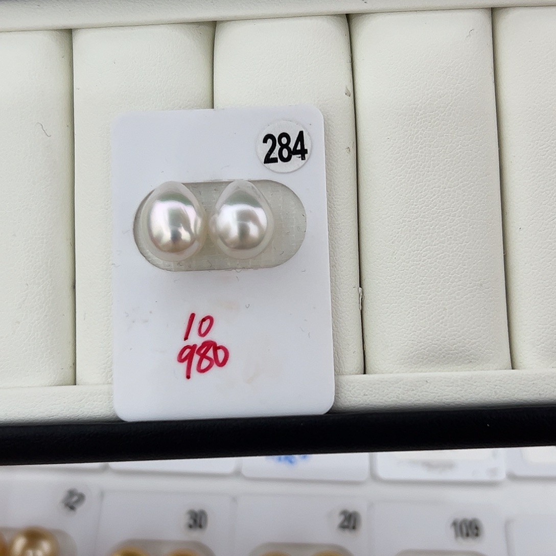 定制海水珍珠未镶嵌裸珠澳白银蓝光水滴10-11