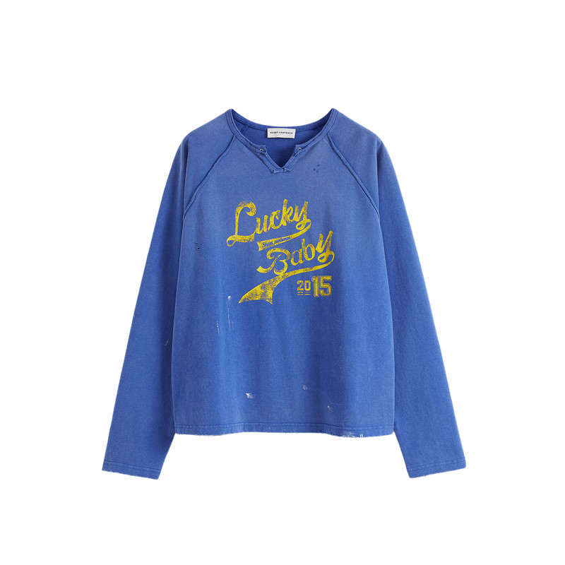 【茉舍】SHORT SENTENCE复古印花插肩长袖T恤26SSTS21-1200