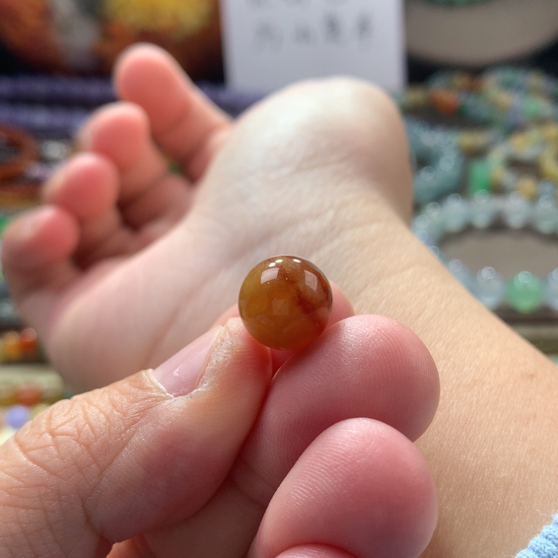 翡翠手链未镶嵌用****9卡11.26 天然无烧 红翡单珠