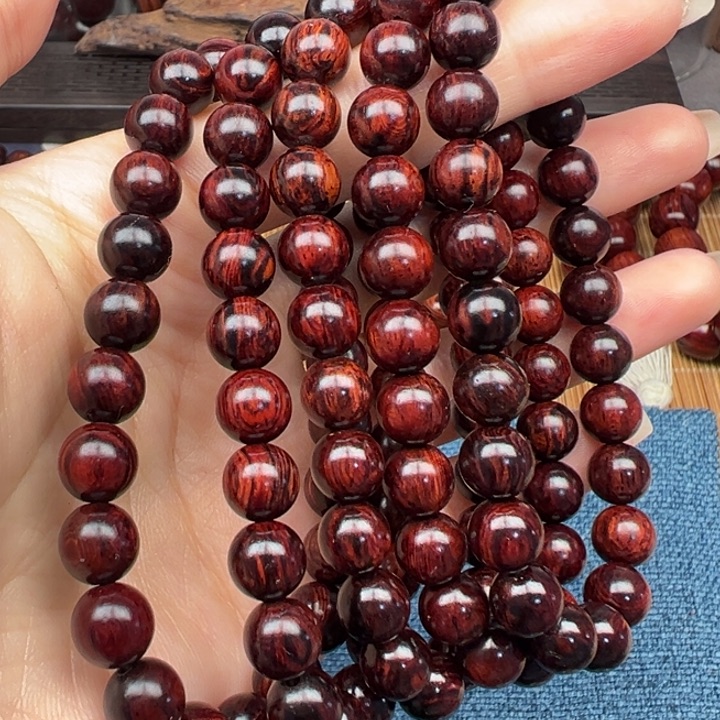 木海南红降花梨公黑金08单圈圆珠