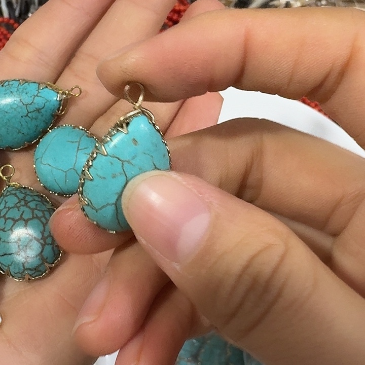 玛瑙/玉髓合金珠宝半成品6个水滴吊坠