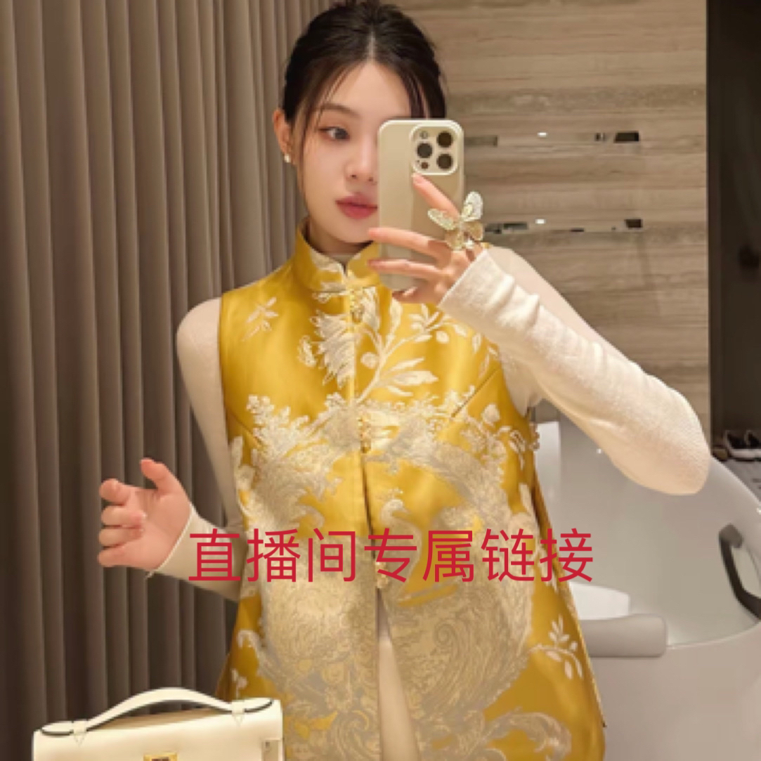 春秋夏四季通用单排扣马夹唐装中国风红色双面