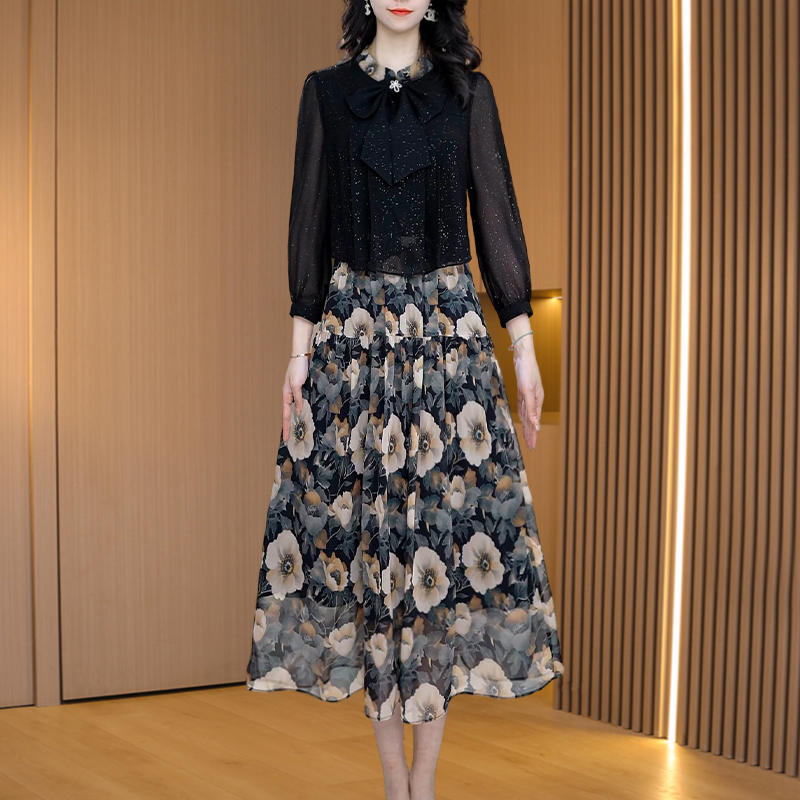 【连衣裙】24617优雅新款气质时尚大气减龄收腰显瘦连衣裙M-4XL-L