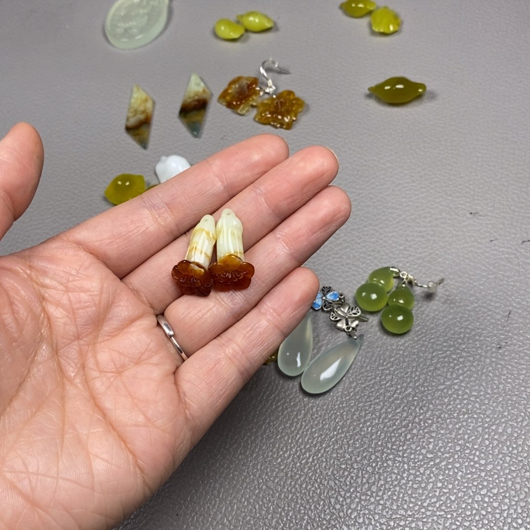 蛇纹石玉银S925镶嵌挂件耳饰耳环项链