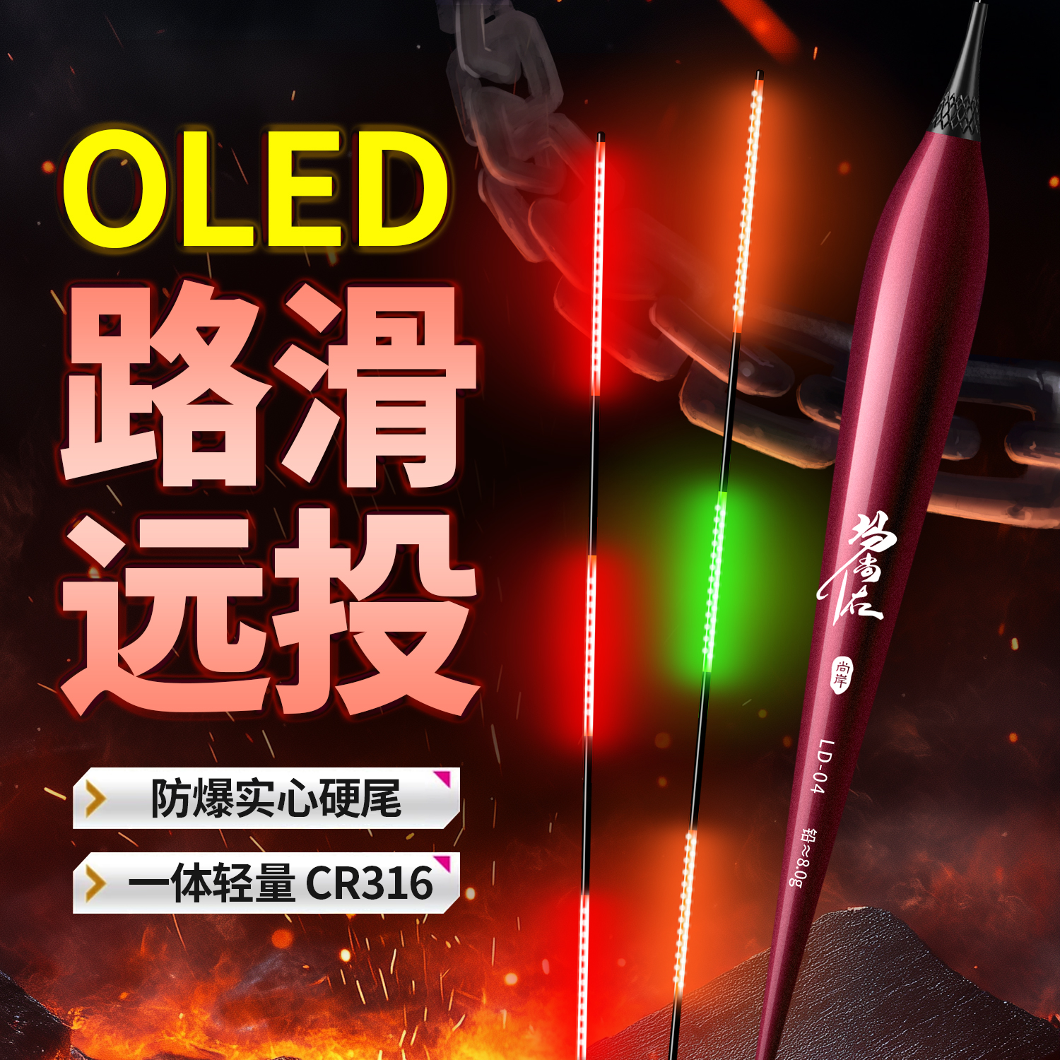 6目尾径0.85大目距LED超轻超灵敏路滑远投实心硬尾日夜两用浮漂