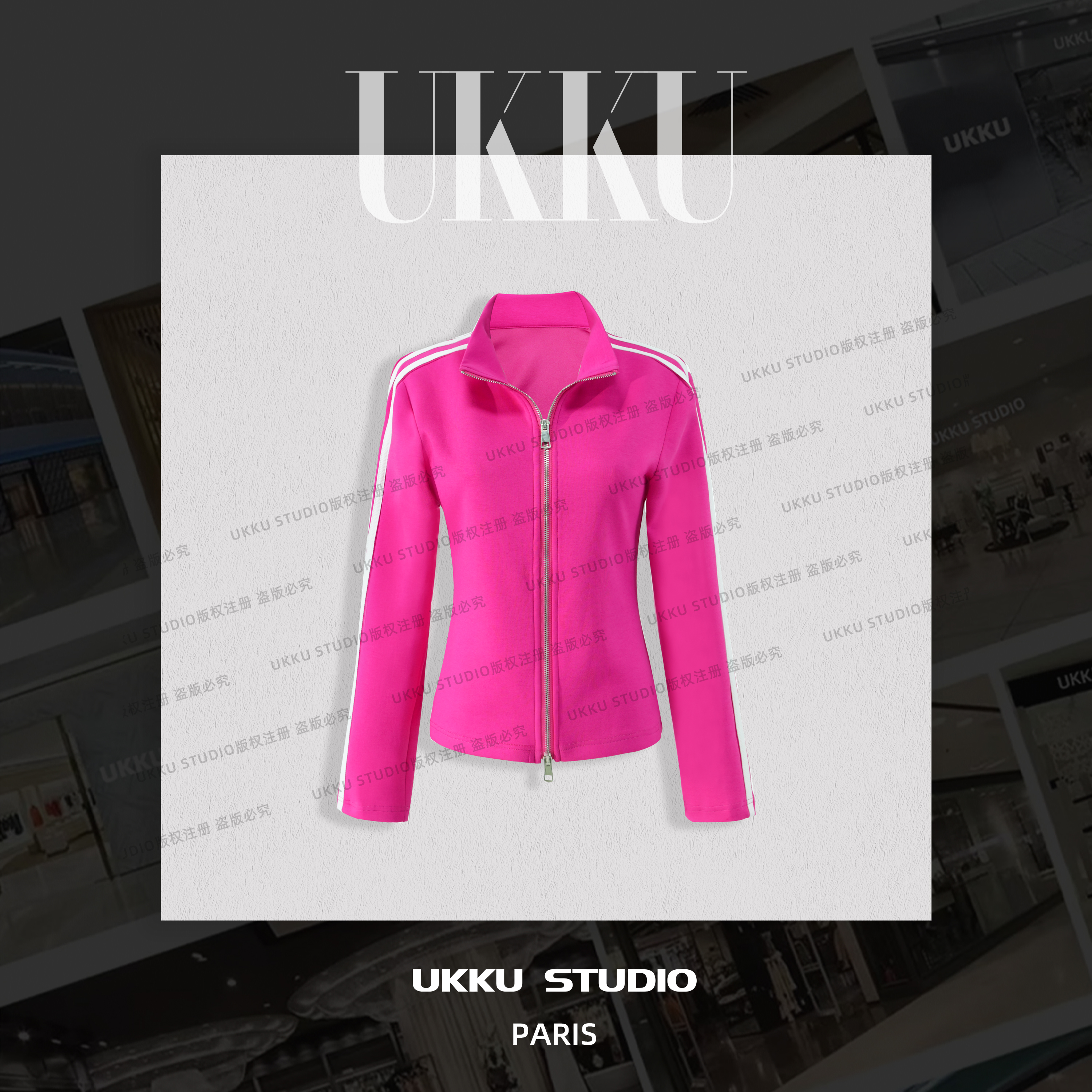 ZX【UKKU STUDIO】修身轻薄立领美式清冷新中式运动风外套 314590