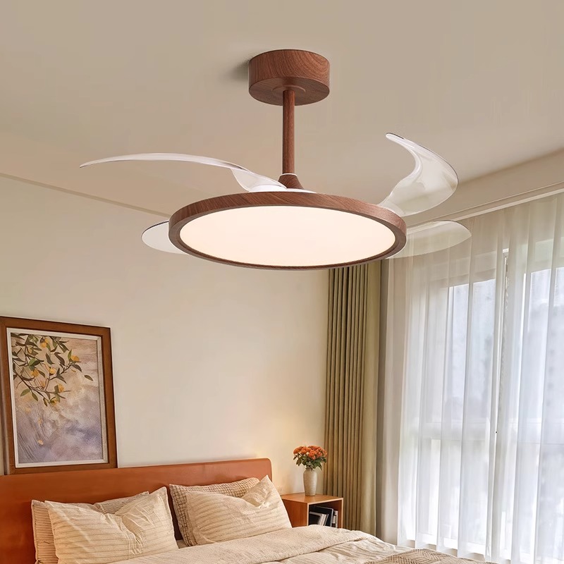 鹿家良品至舒原木全光谱护眼卧室中古风简约客厅风扇灯一体吊扇灯