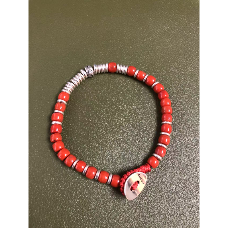 925银手链 S1091   925纯银 红手链 