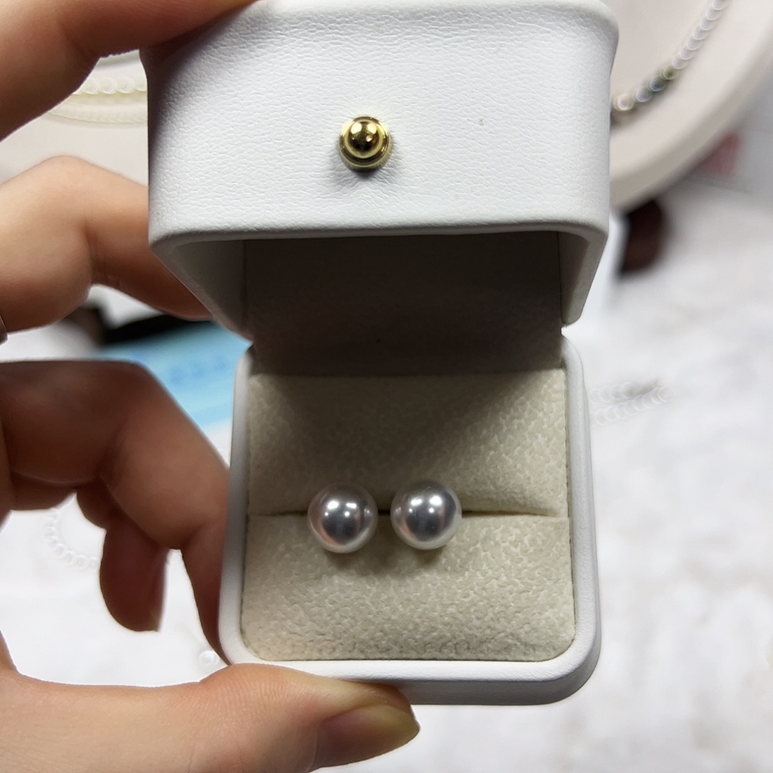 非金属925银白珠耳钉