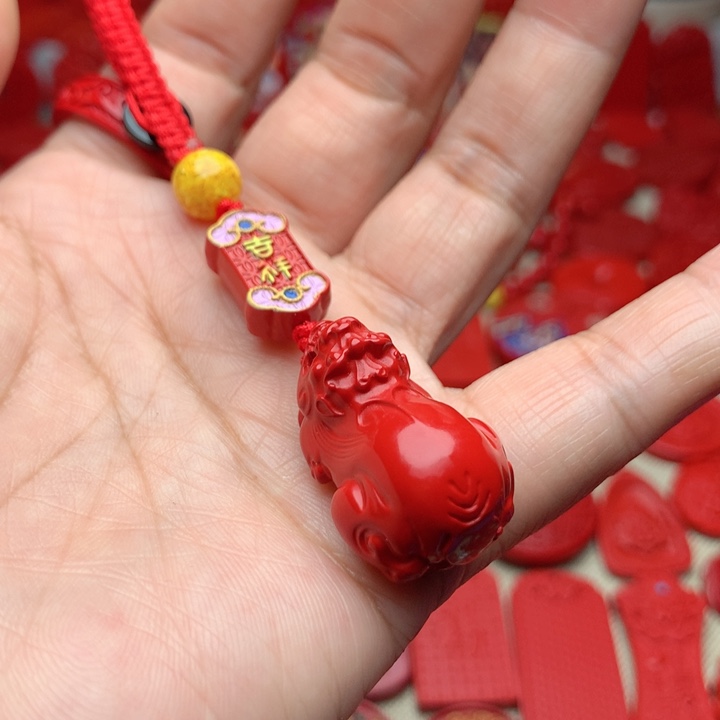 天然辰砂工艺品朱砂钥匙扣