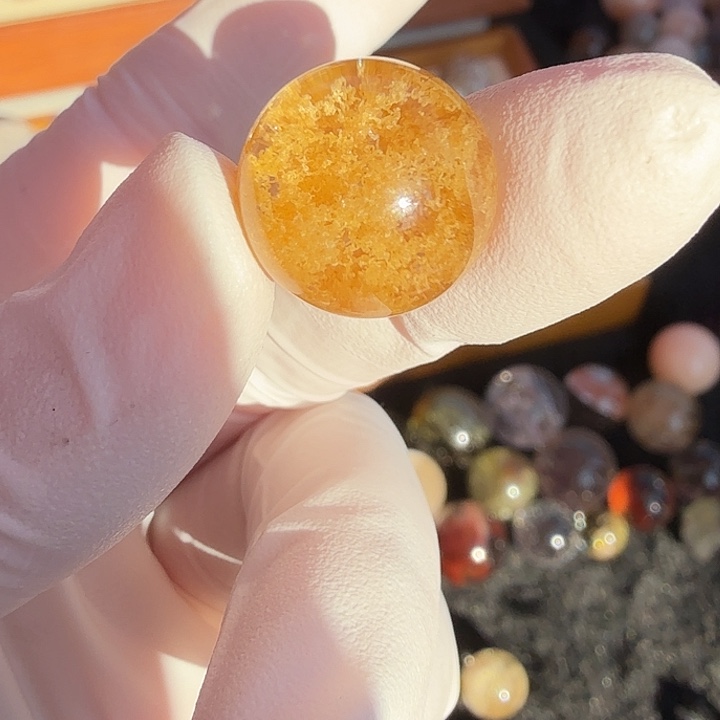 蛙***蛙水晶珠宝半成品未镶嵌黄幽灵14mm定制不退换