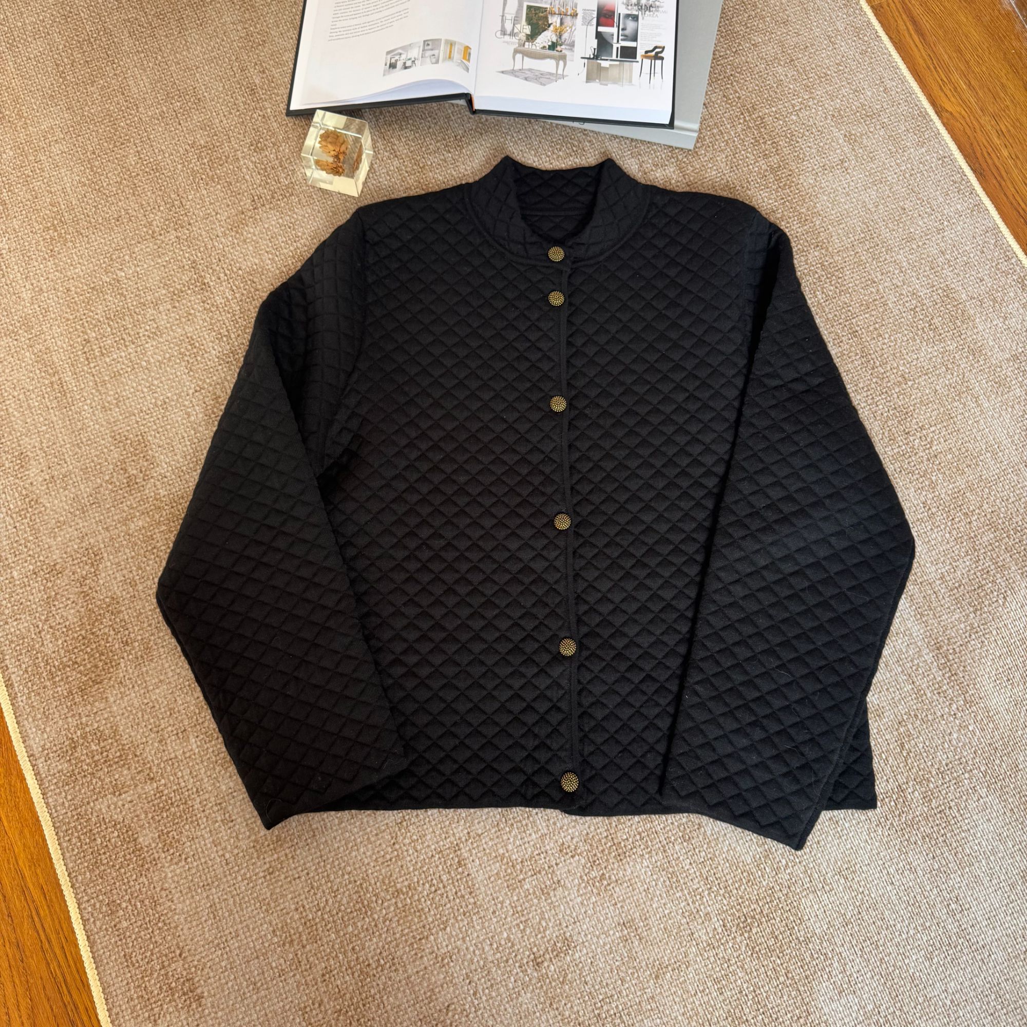 丨珊珊丨  柔软软糯~Lp篙级感羊毛针织双层压菱格保暖外套  30149