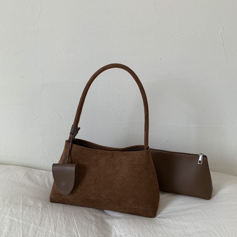 复古腋下包包时尚百搭高级感单肩包麂皮绒通勤斜挎包6134