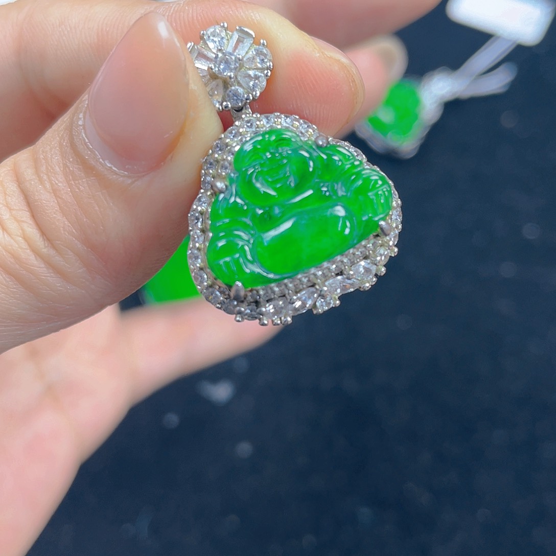 翡翠吊坠(不含链)银S925镶嵌