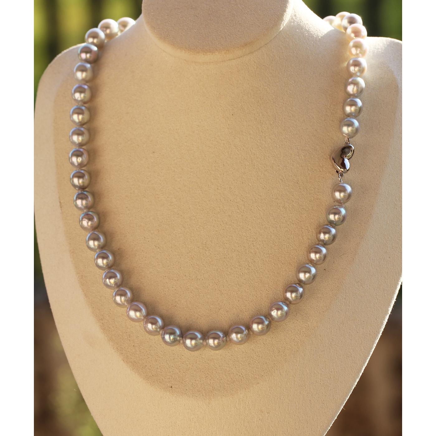 精选大点位8-9mm海水akoya真多麻珍珠项链S925银