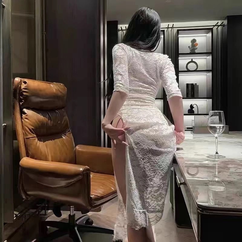 [若隐若现】旗袍性感约会情侣战袍诱惑制服蕾丝火辣2024新款镂空