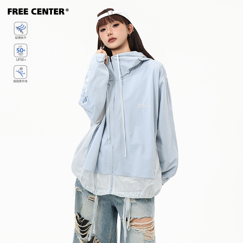 Free CenterUPF50+防晒衣透气速干凉感防紫外线户外旅游连帽外套