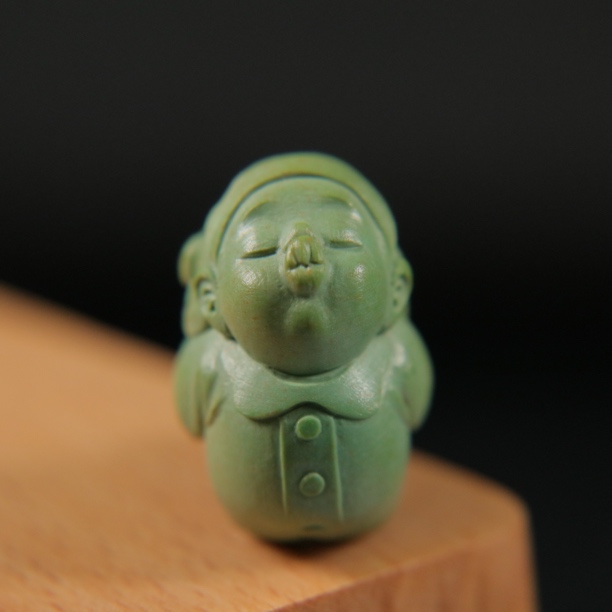 原矿绿松石嘟嘟嘴吊坠，尺寸14×20×21.7mm，重7.7g
