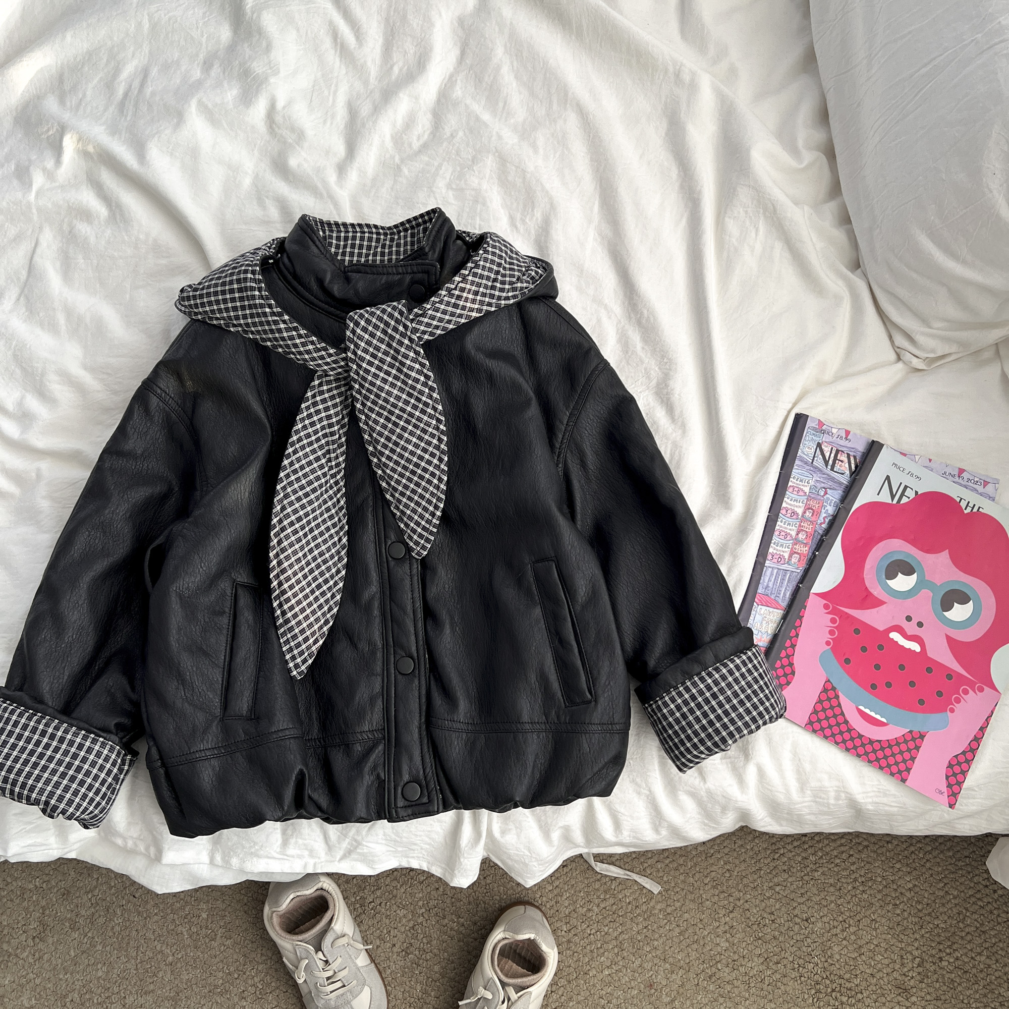 【原版】女童冬装加厚连帽外套中大童保暖上衣儿童皮衣CCYDW52231