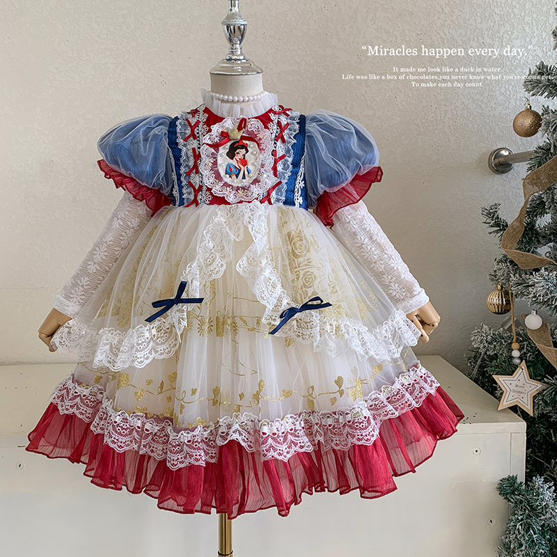2025秋“白雪公主"女童泡泡袖洛丽塔网纱连衣裙60176