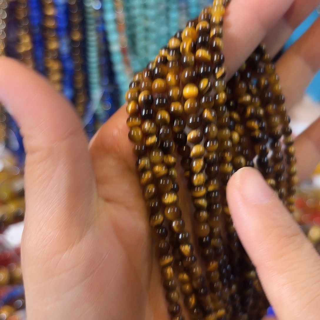 玛瑙/玉髓银S925镀金镶嵌珠宝半成品虎眼卡4一条