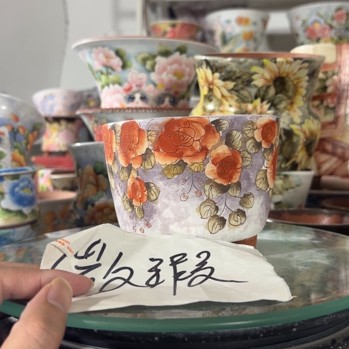 景德镇手绘花盆满38包邮偏远地区除外