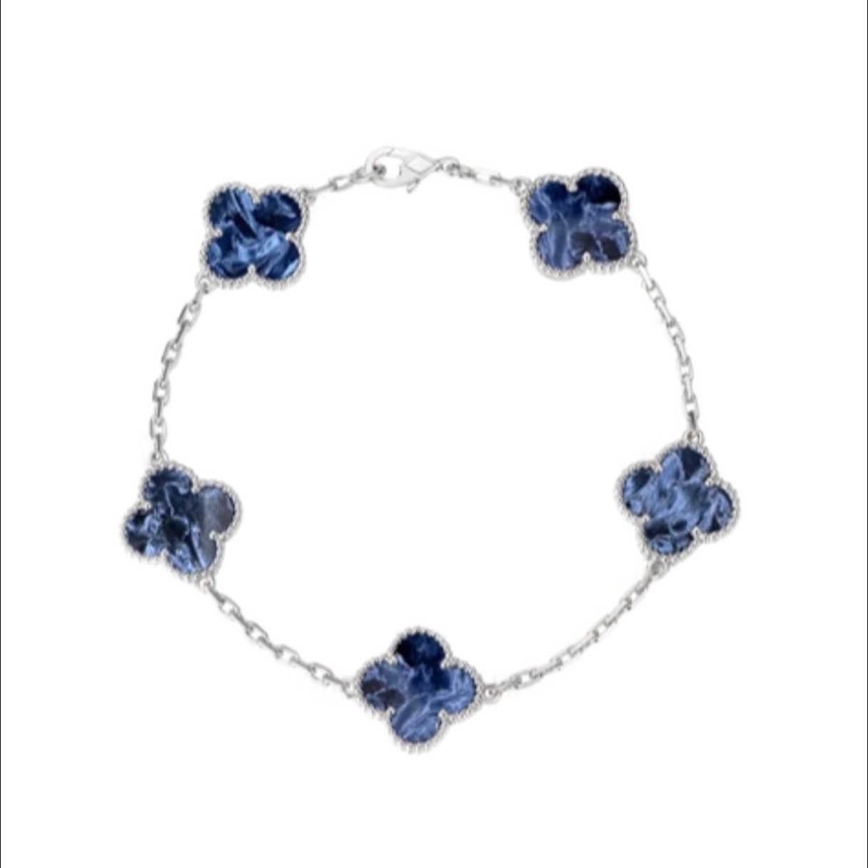 925银手链 925银 彼得石五花四叶草手链轻奢时尚高级