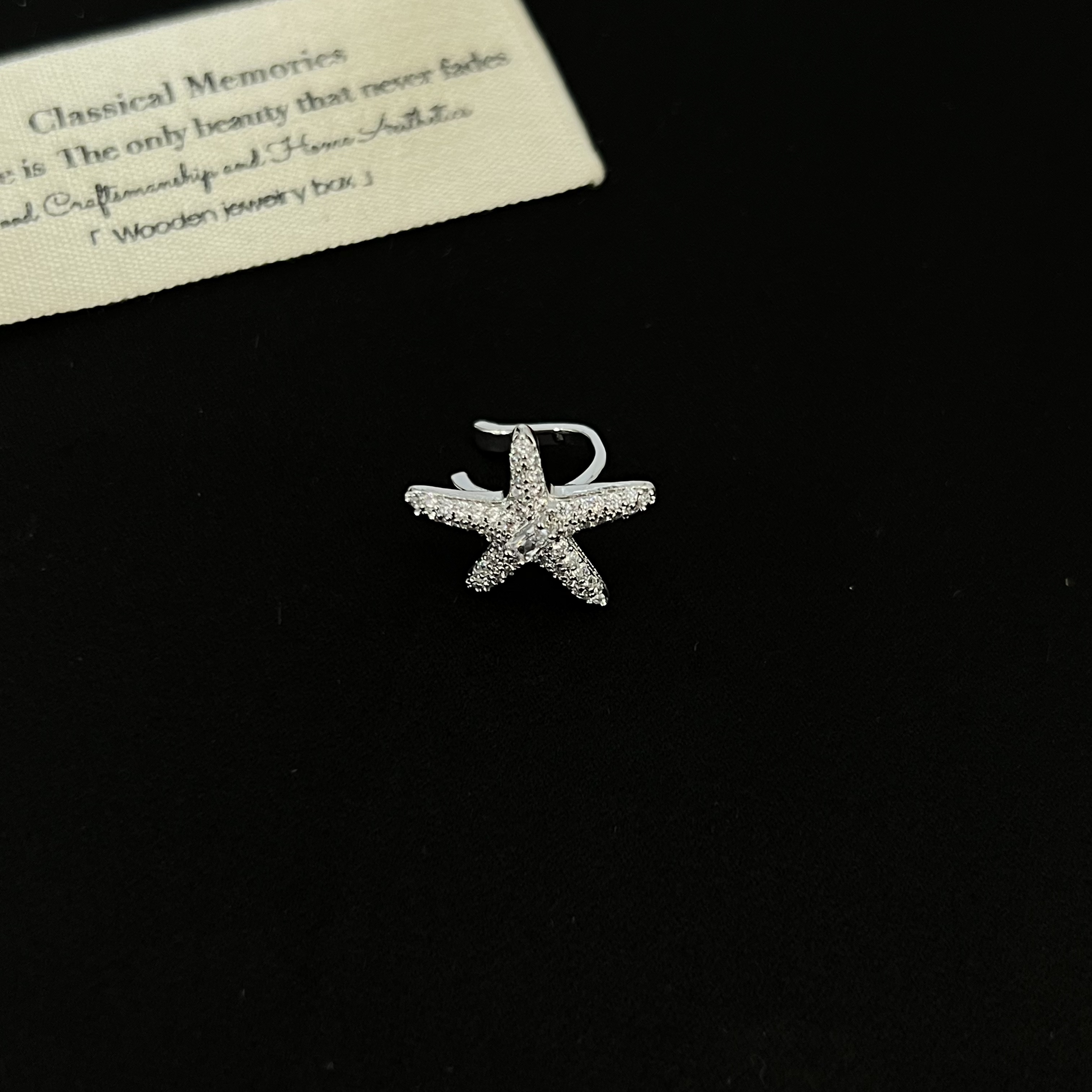 铜合金合成锆石耳饰 百搭海星五角星银色耳骨夹1835