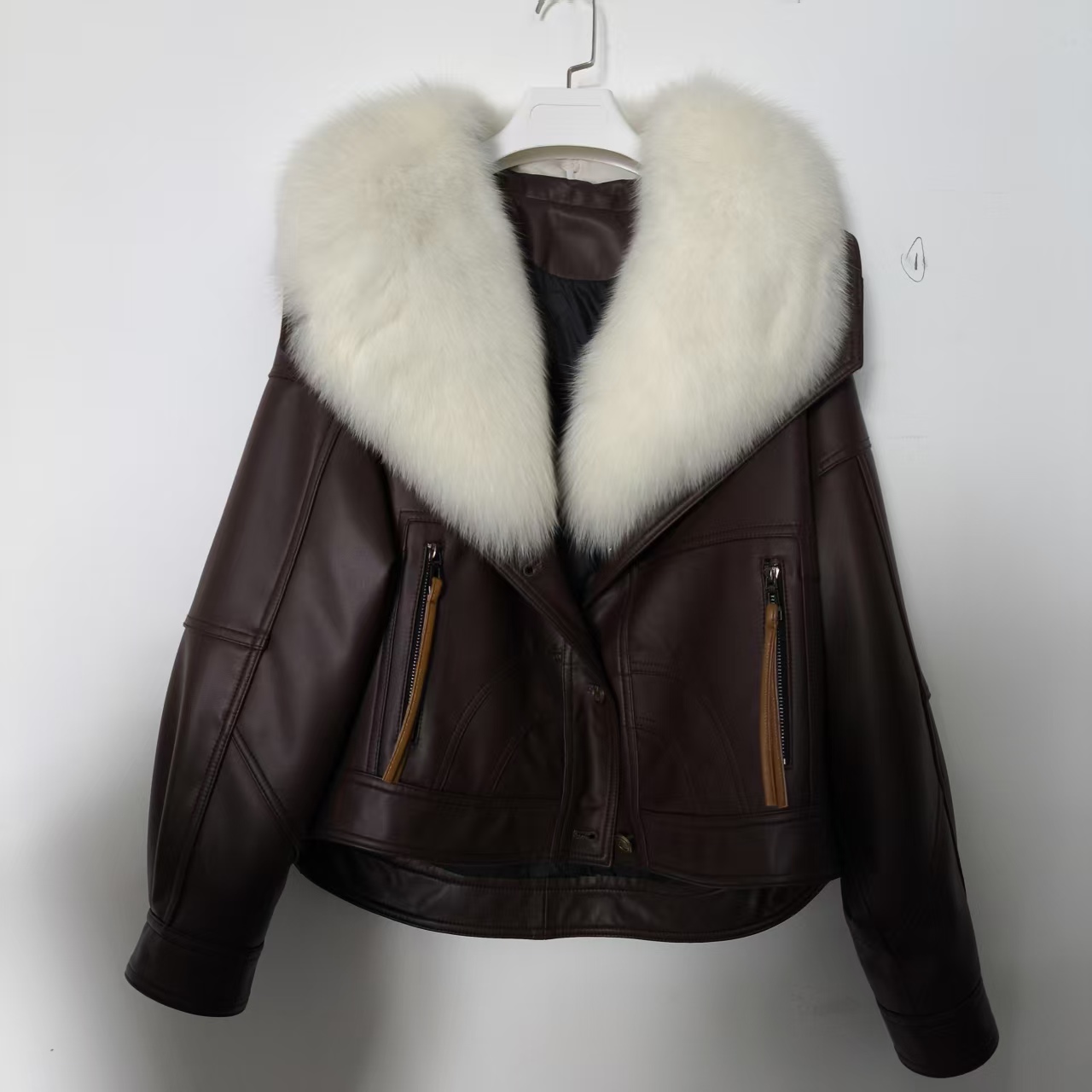 SHIMEISHAER/诗美莎尔 海宁新款大毛领绵羊皮皮草外套