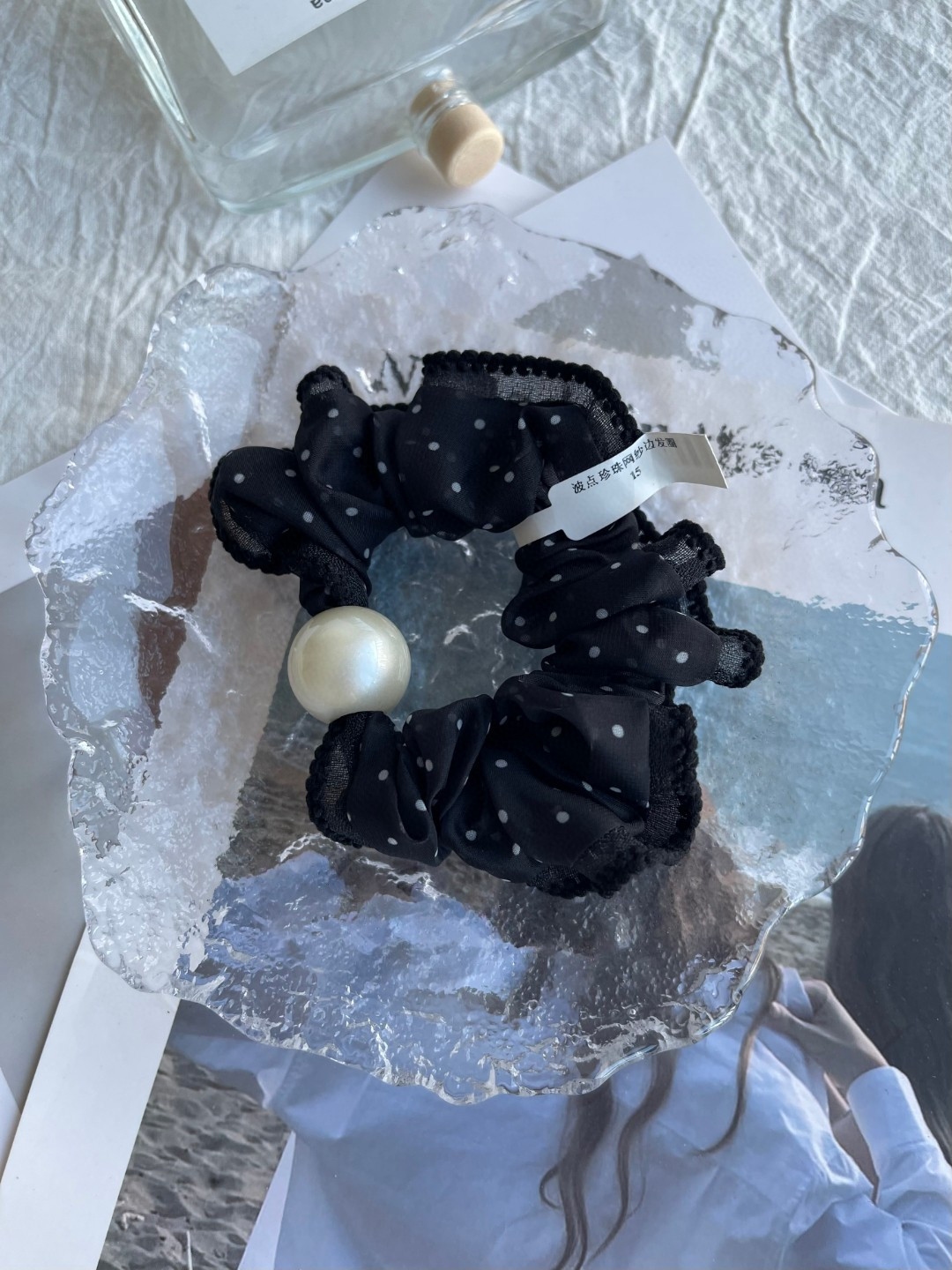 波点网纱珍珠日韩甜美风发绳小发圈