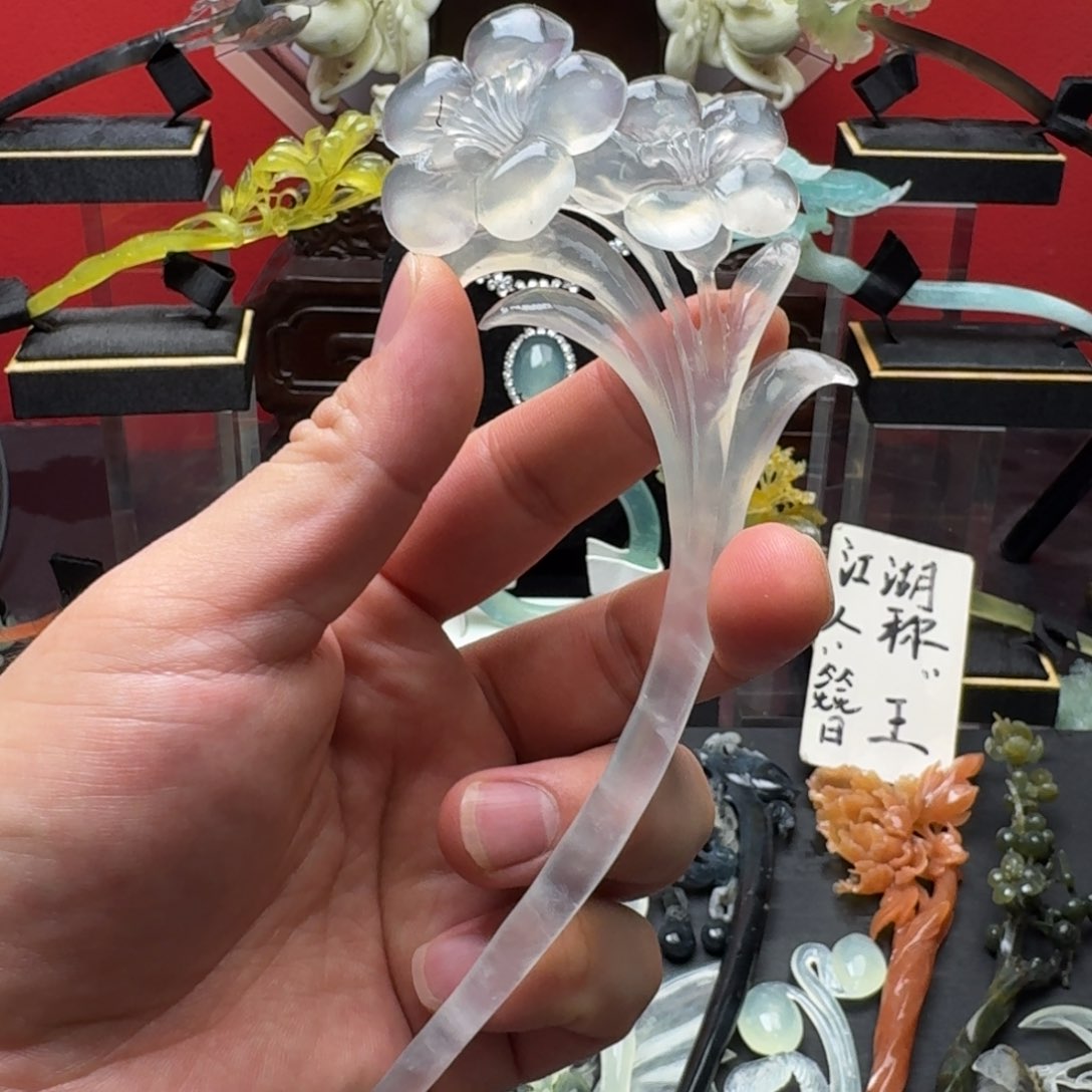 岫玉发饰未镶嵌明君玉簪就是好看