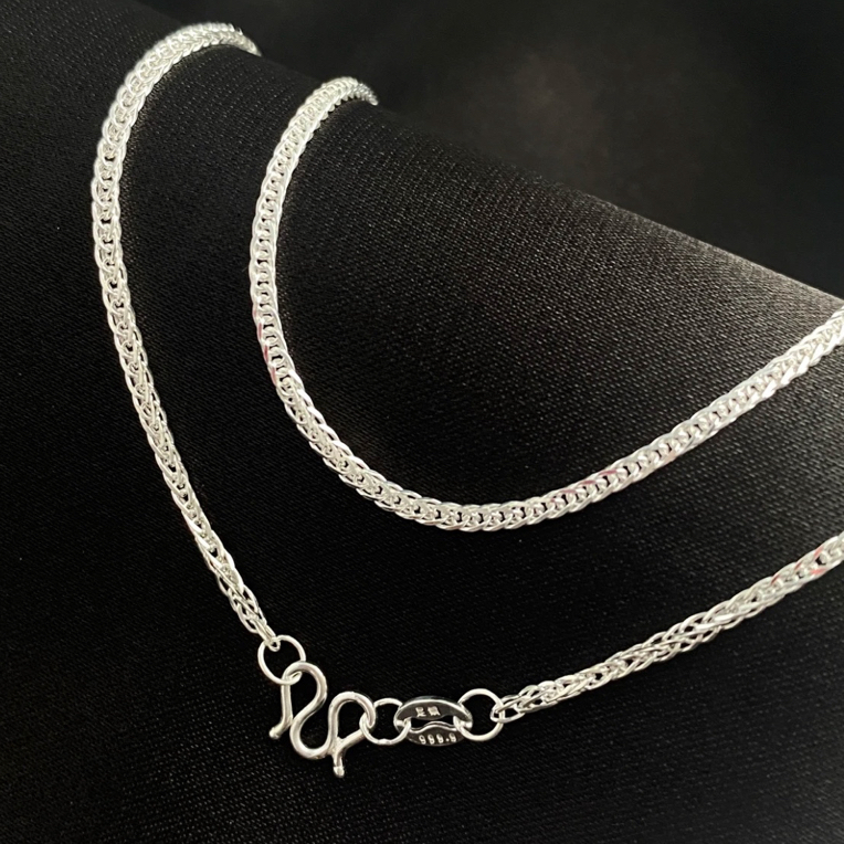 链子足银 足银999.9（加粗肖邦链铂金色）经典百搭秋冬首选单链