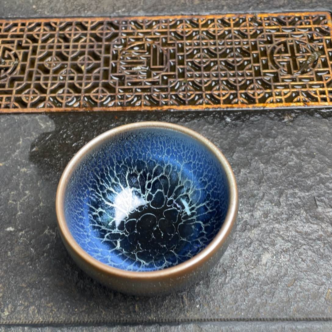 茶盏电烧禅定孔雀蓝