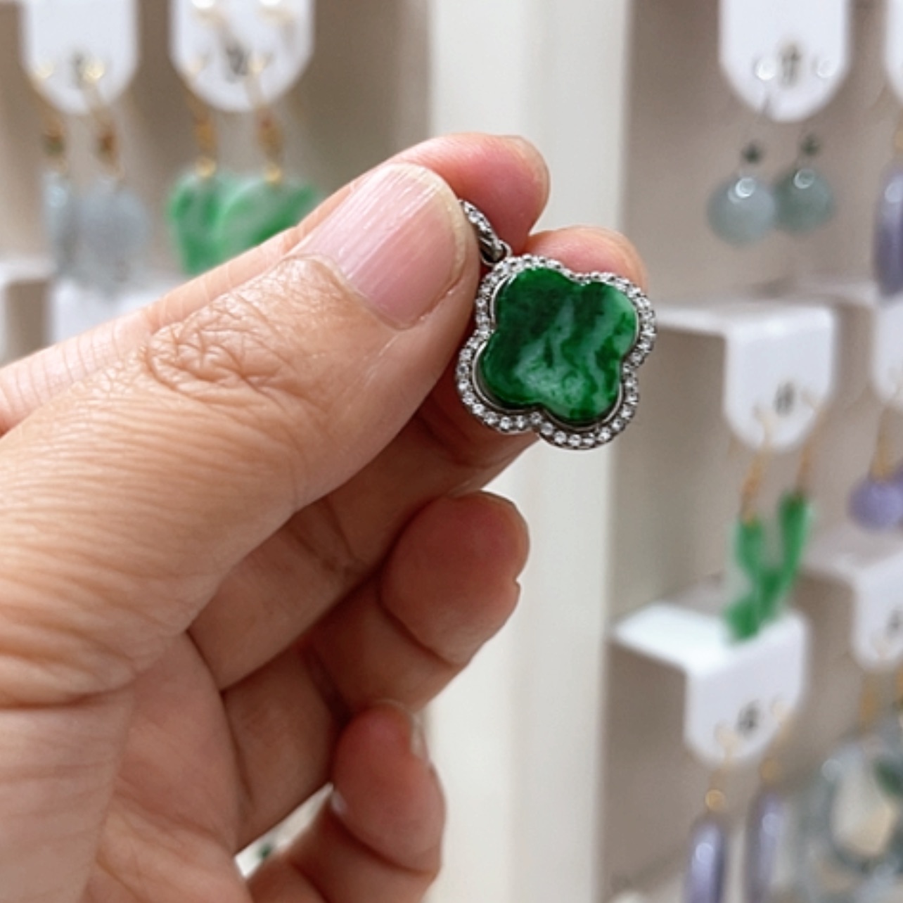 【闪购商品】翡翠耳饰银S925镶嵌翡翠耳坠