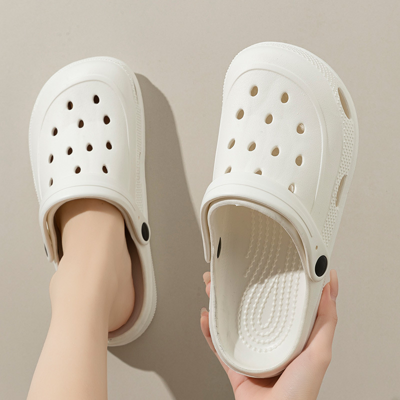 防臭家居拖鞋女黑色凉鞋洞洞鞋男女通用网红镂空夏季舒爽时尚包头