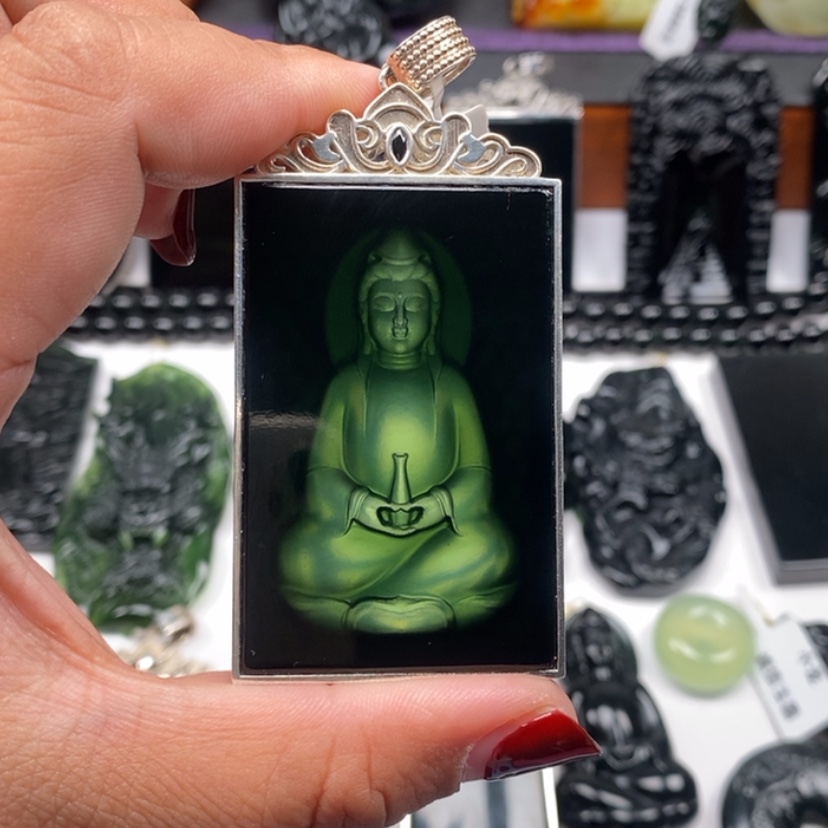 【闪购商品】蛇纹石玉颈饰银S925镶嵌随****C