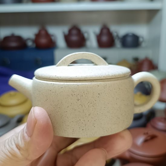 茶壶紫砂原矿白玉段汉瓦内推160cc半手工