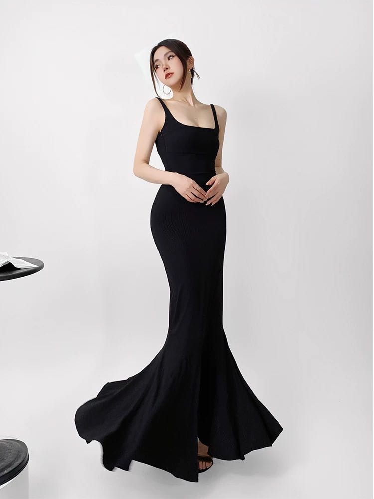 【900 -999】步步生莲吊带连衣裙女2025春夏修身裙高级感包臀鱼尾裙