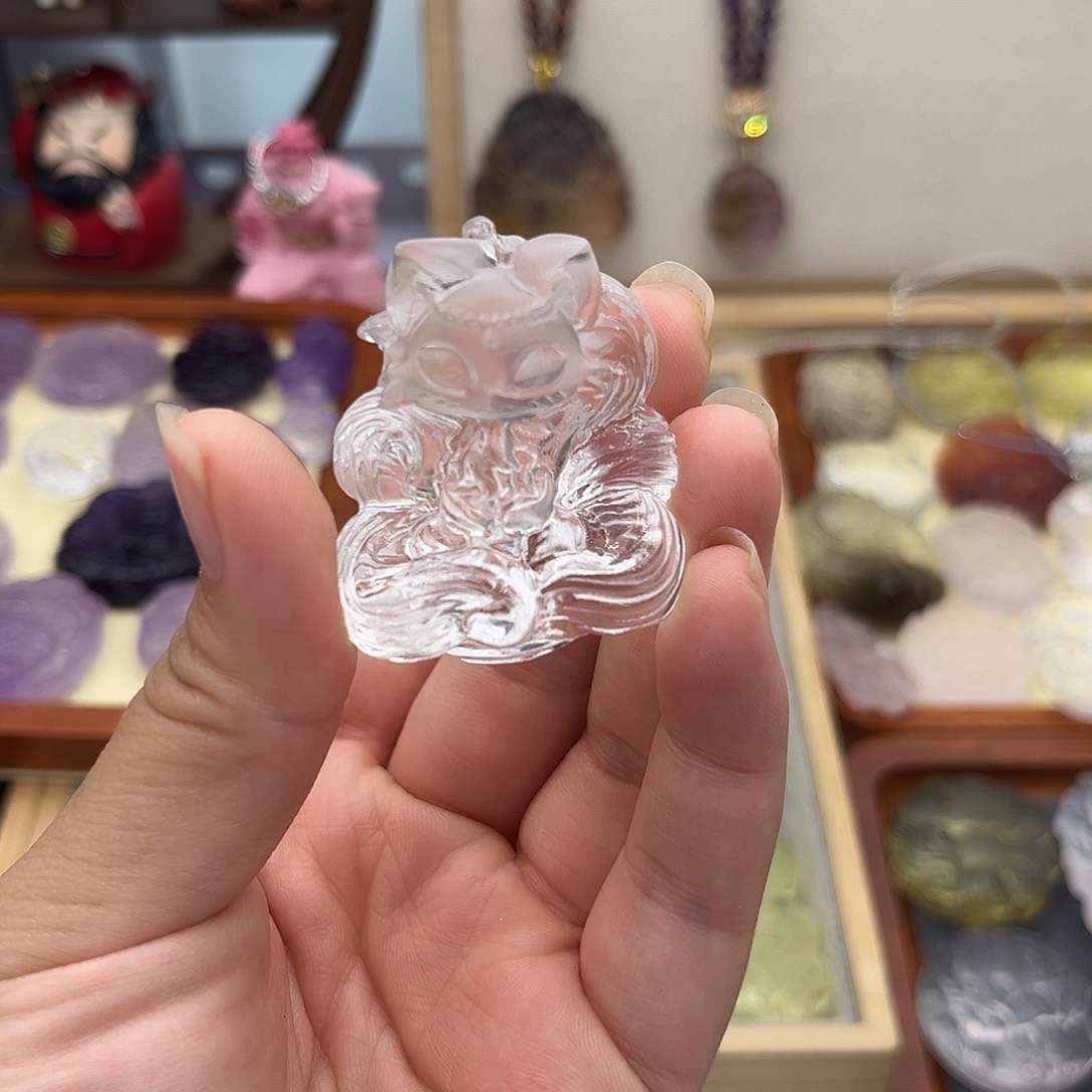 银S925镶嵌颈饰水晶?****༒白水立体九尾102