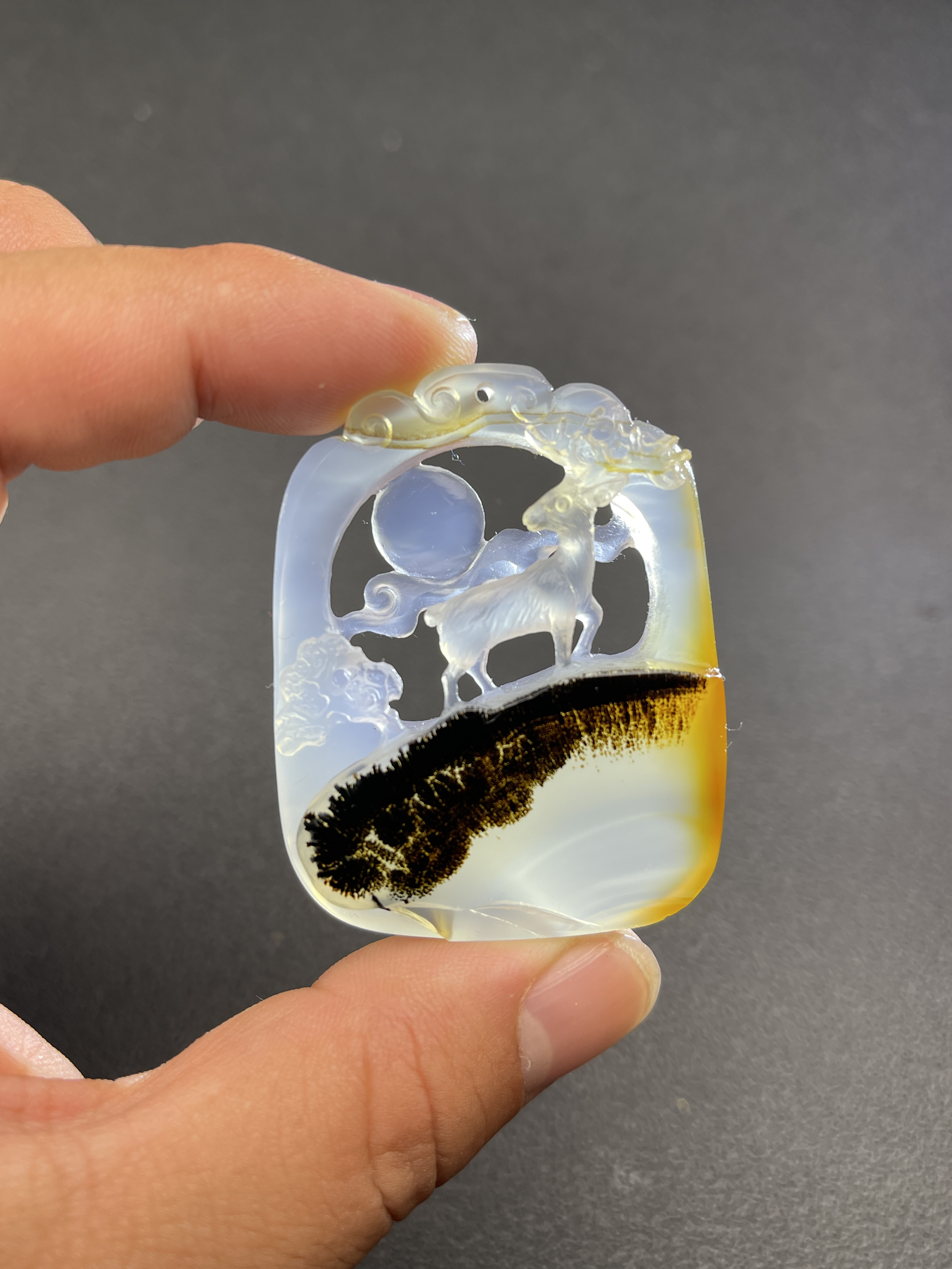 一路有你一路高升路路通天然玛瑙镂空手工雕刻挂件吊坠玉雕毛衣链