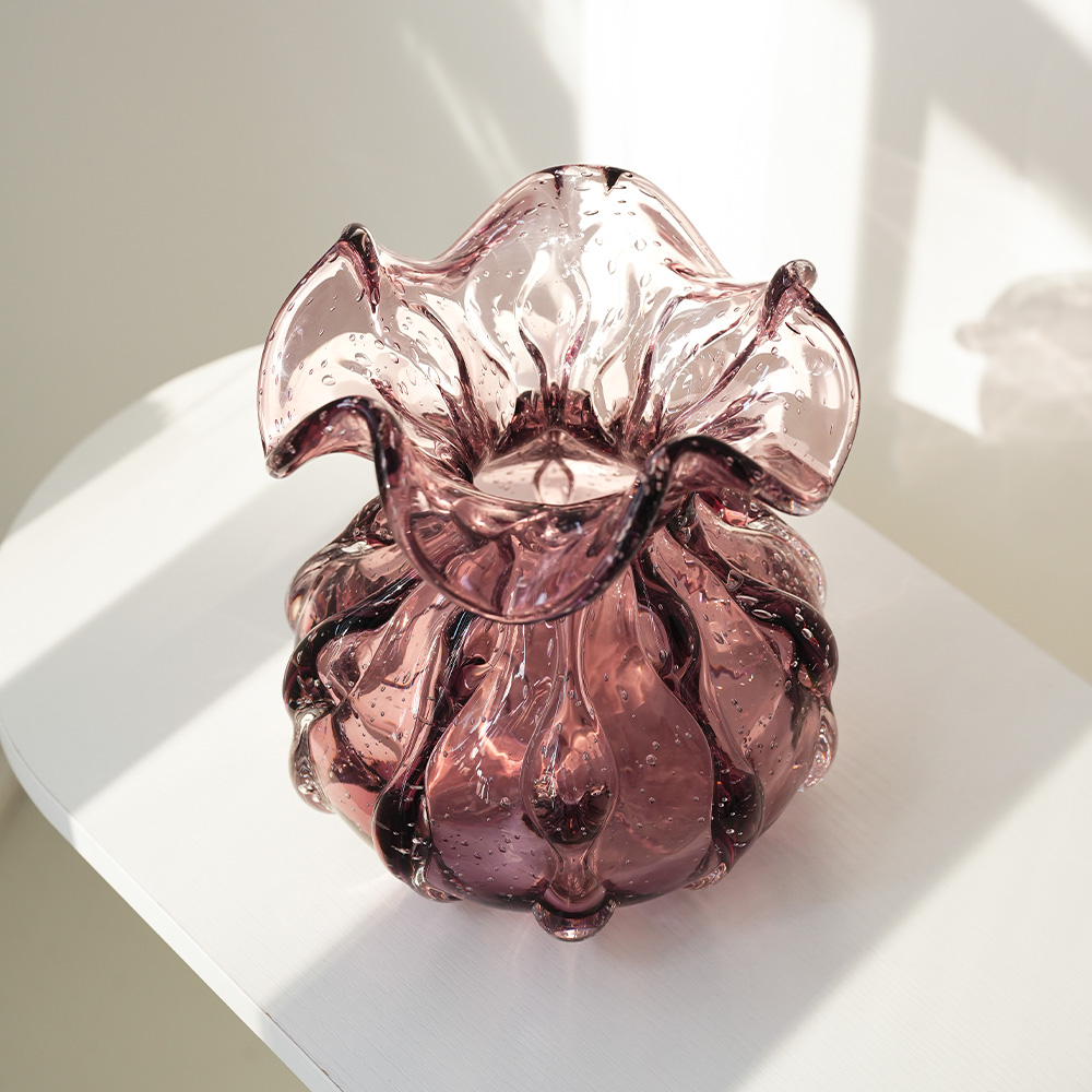 家居客厅艺术插花紫色琉璃福袋客厅鲜花水养装饰品（直播间同价）