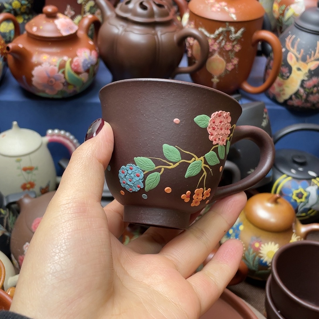 红泥茶杯紫砂主人杯130cc