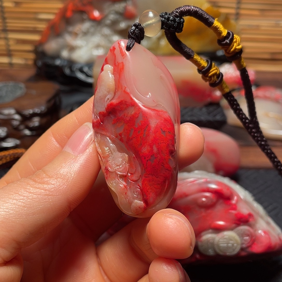 巴林鸡血石鸡血石挂件