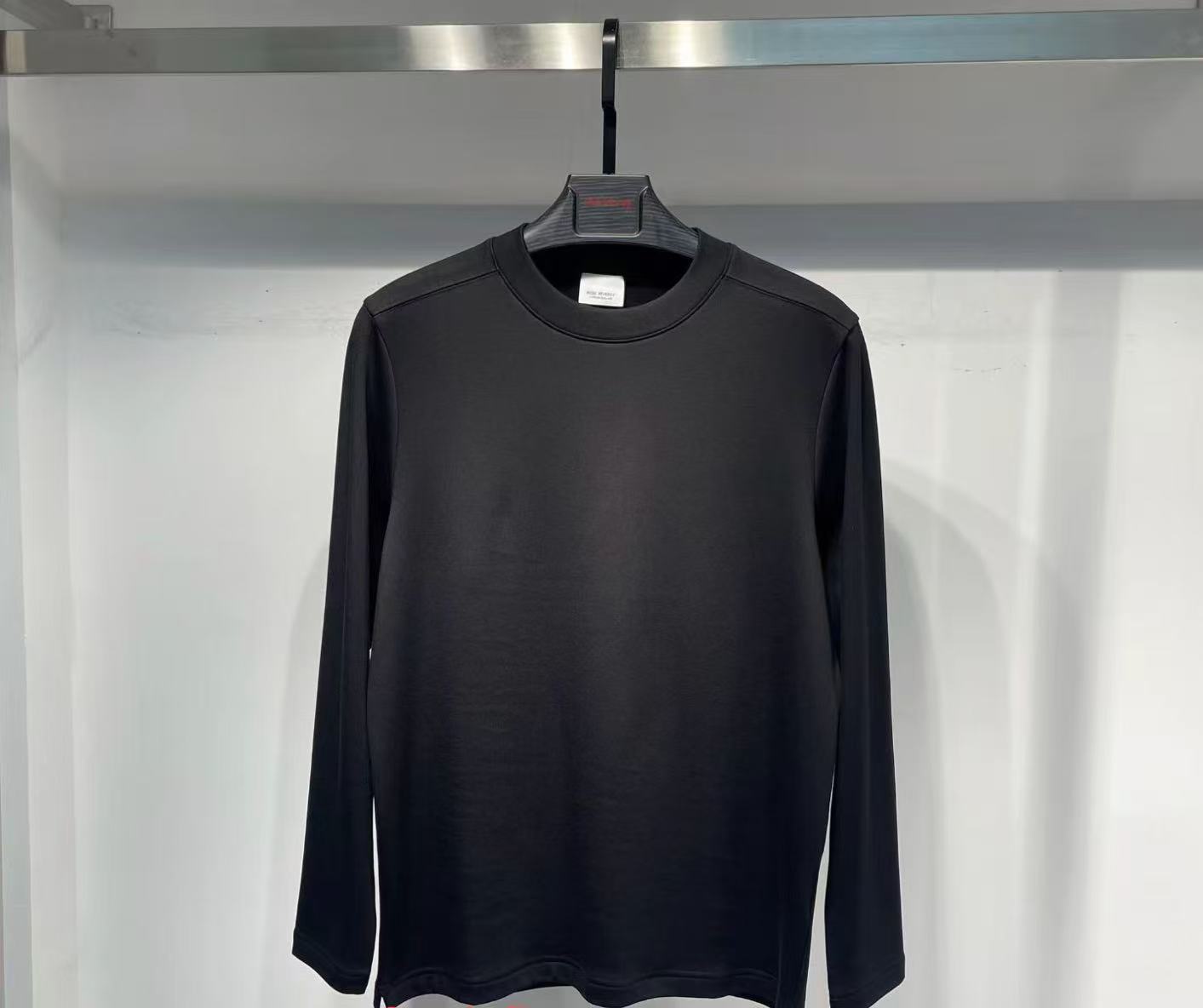 BF151高级软糯纯色圆领打底衫磨毛男士弹力内搭T恤百搭