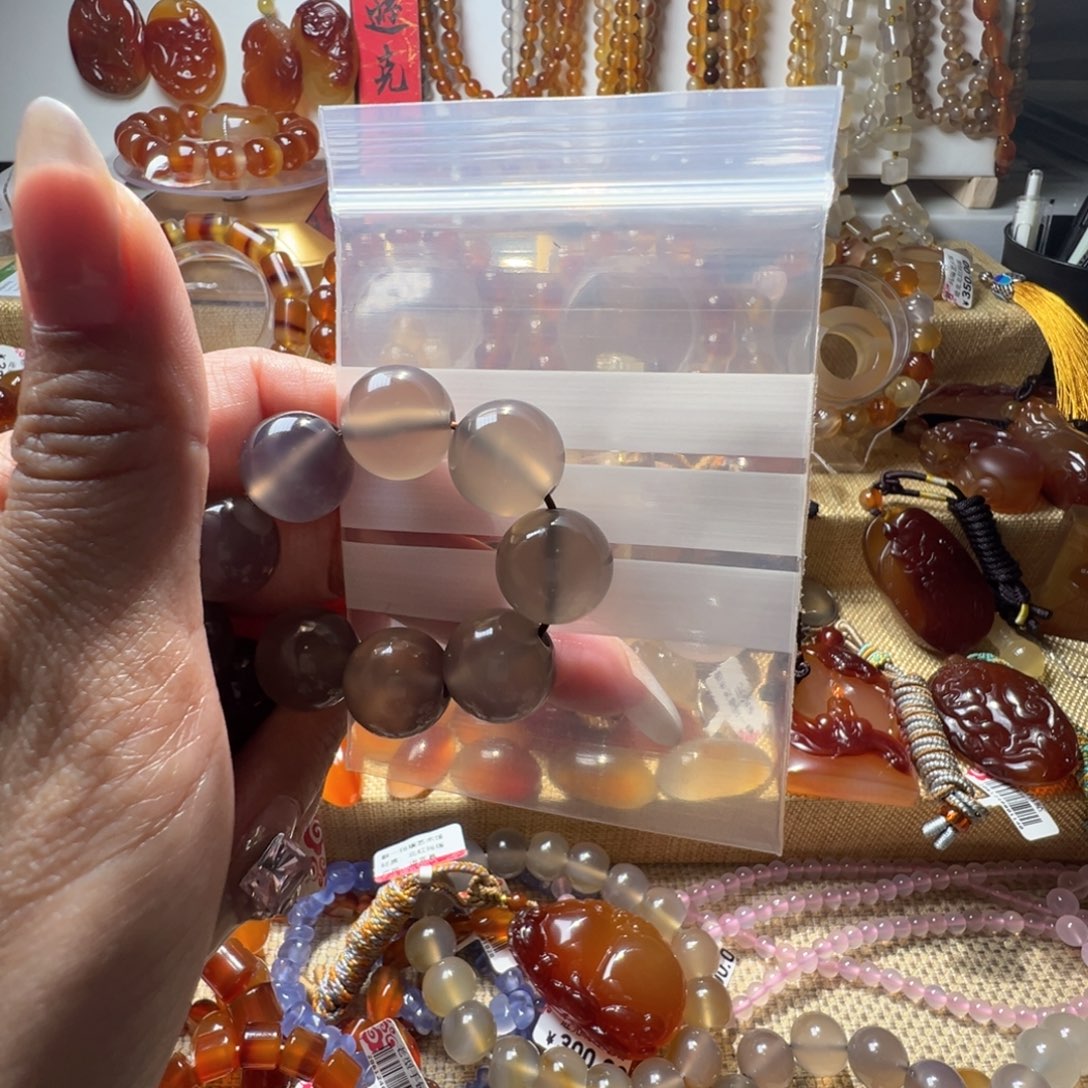 红***杉玛瑙/玉髓合金玛瑙手串22