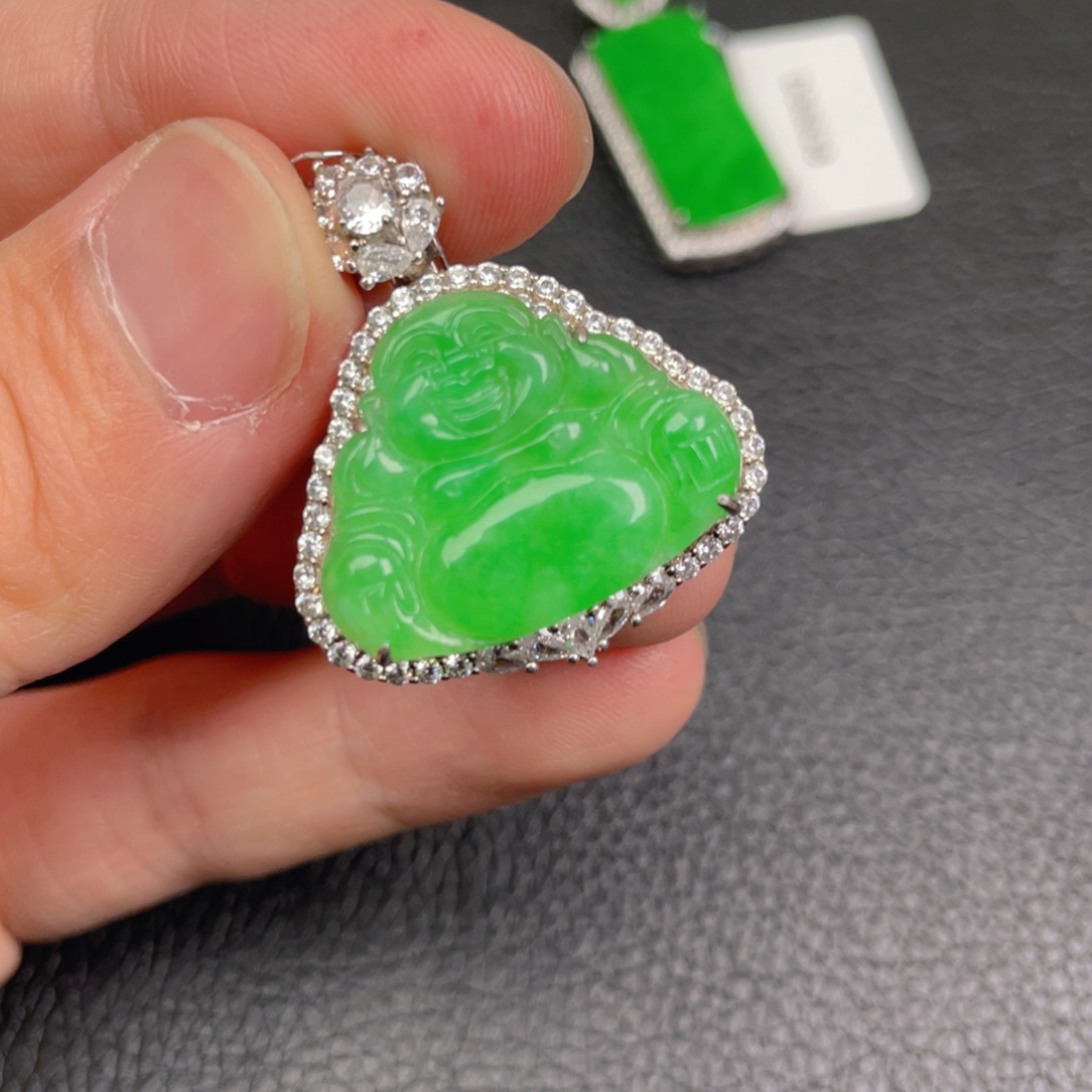 翡翠吊坠(不含链)银S925镶嵌