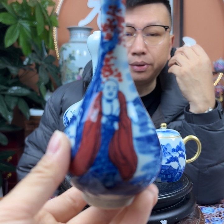 陶摆件景德镇陶瓷手工花瓶