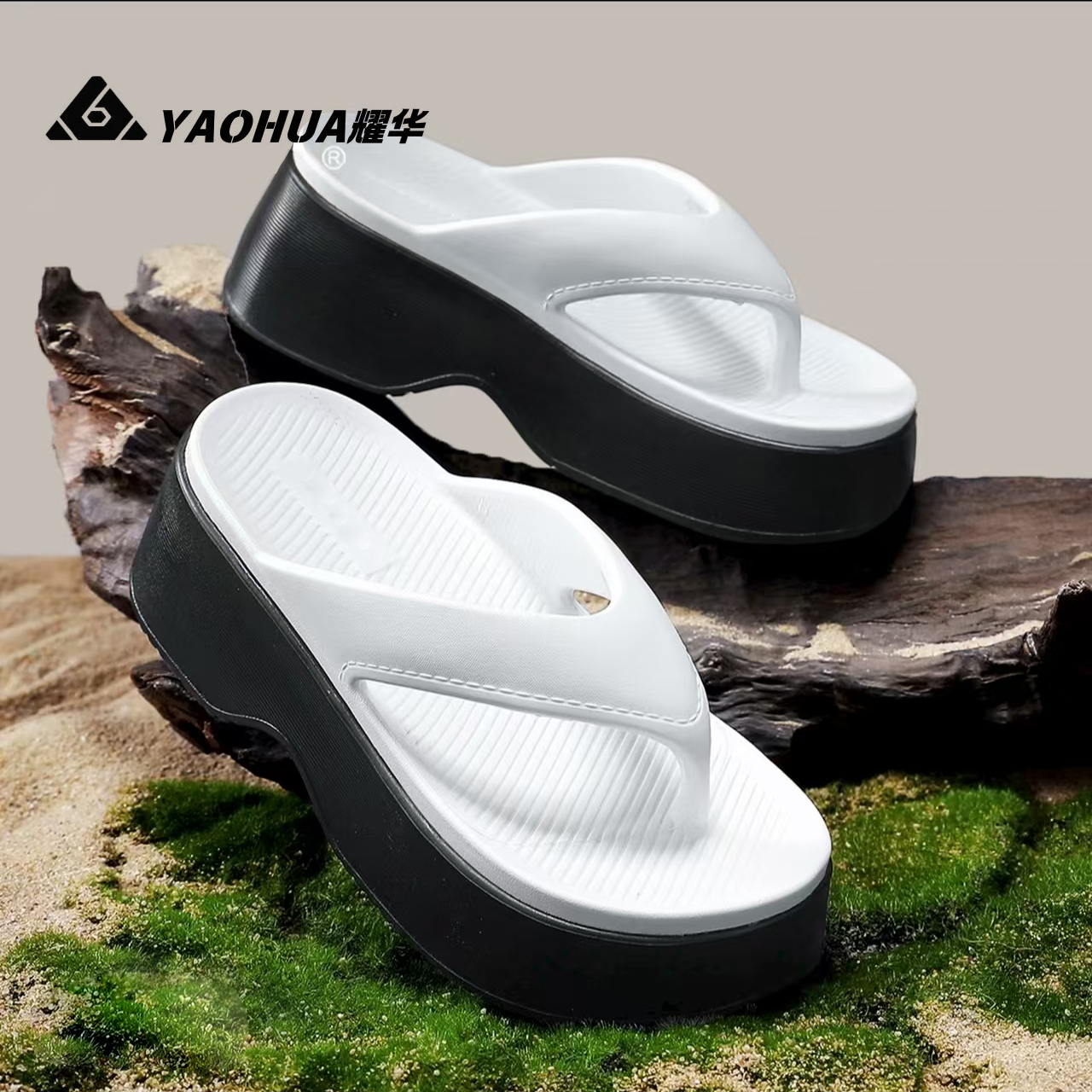 修面皮蝴蝶结防水台少女风人字拖休闲鞋拖复古厚底