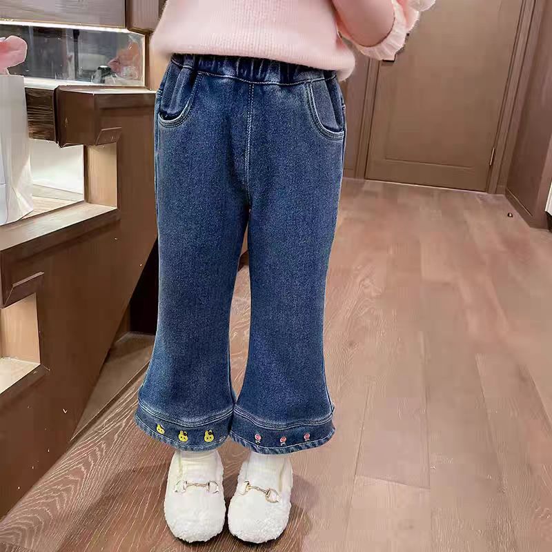 棒棒糖喇叭加绒牛仔裤秋冬款8320
